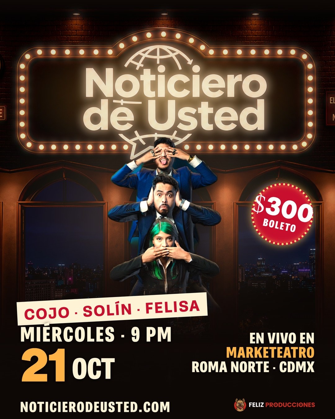 Noticiero de Usted en vivo — Mié 21 Oct, Marketeatro CDMX