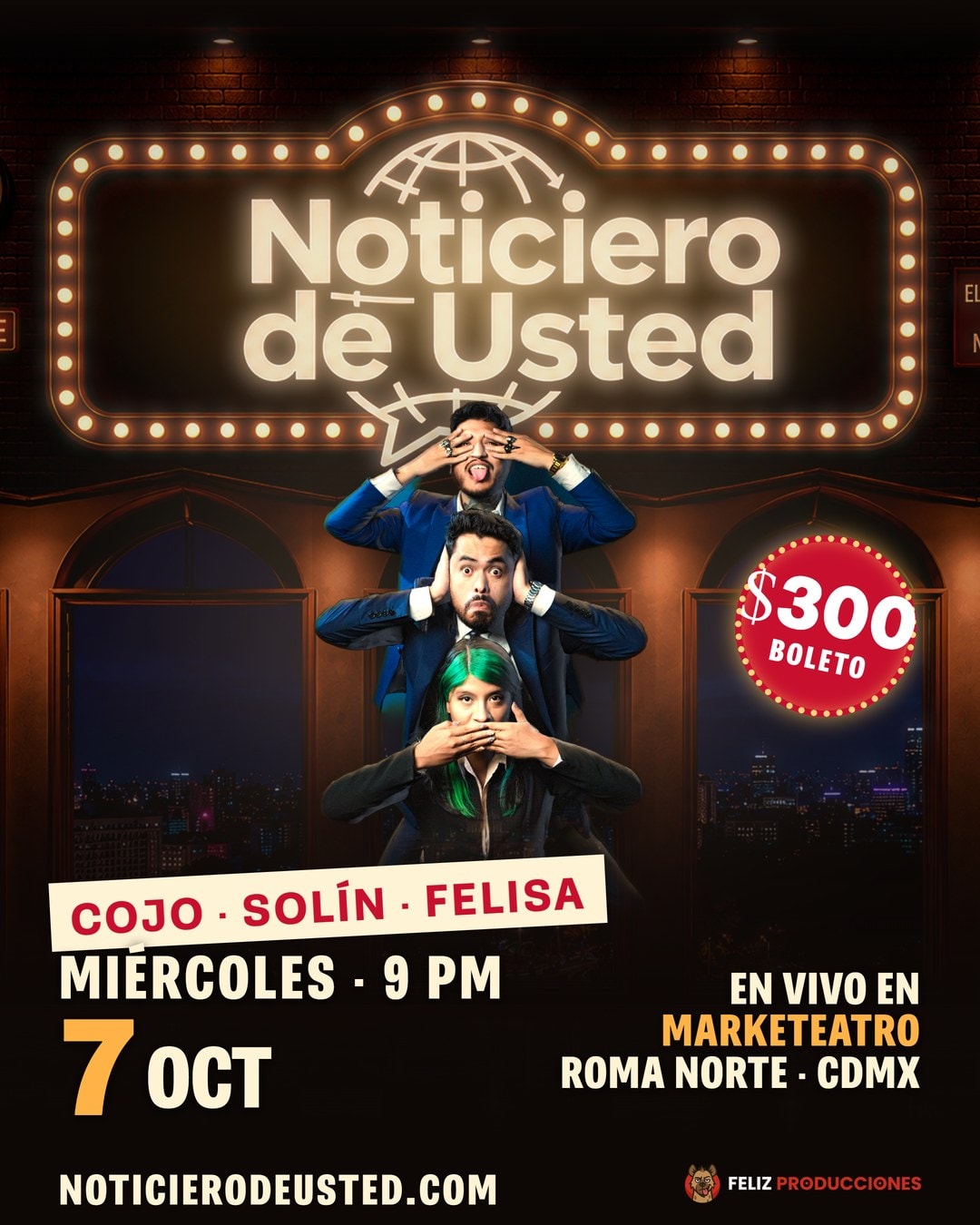 Noticiero de Usted en vivo — Mié 7 Oct, Marketeatro CDMX